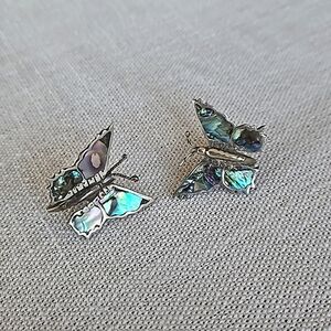 Vintage abalone shell and sterling silver earrings